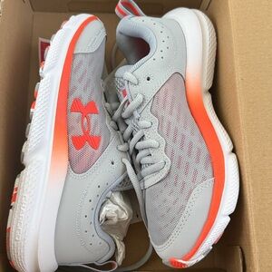 Under Armour Light Gray and Bright Orange Athletic Shoes